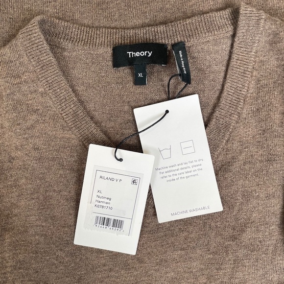 Theory Riland V Neck Nutmeg Wool Blend Sweater - Picture 8 of 10